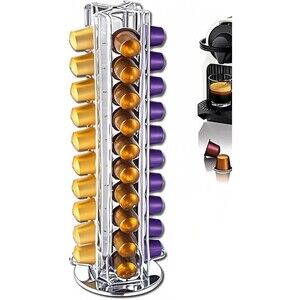 MEELIO Coffee Pod Carousel 40 Nespresso Capsules SILVER Dispenser Holder NIB